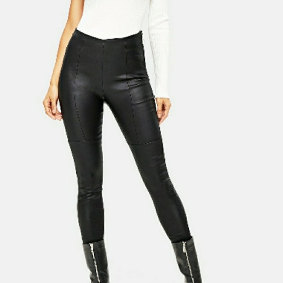 LAST! Faux Leather High Rise Pants in Matte Black - Picture 2 of 8